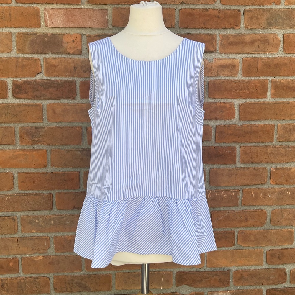 J Crew Striped Sleeveless Peplum Top